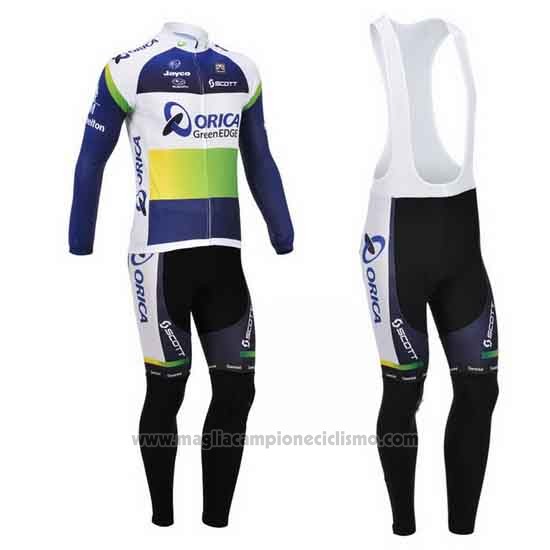 2013 Abbigliamento Ciclismo Orica GreenEDGE Blu Manica Lunga e Salopette